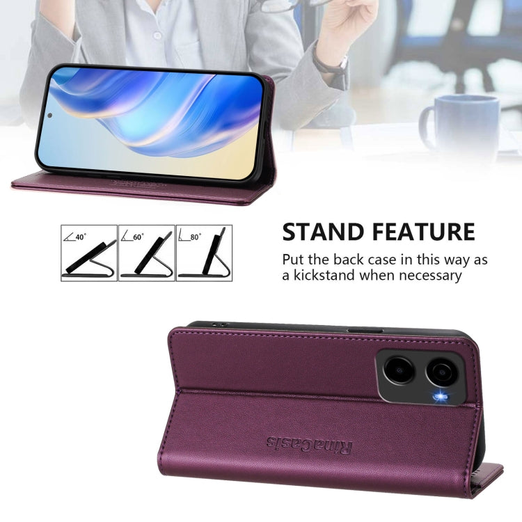 Funda de Cuero con Doble Pliegue y Succión Magnética Rfid para Cricket Magic 2 / At&T Propel 2 5G Rc01 (Violeta)