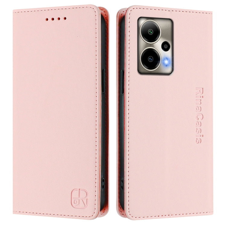 Funda de Cuero para Cricket Outlast 5G 2024 Rc01 con Doble Pliegue y Succión Magnética Rfid (Rosa)