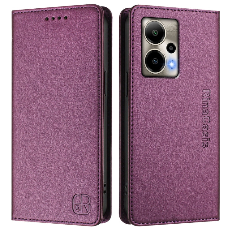 Funda de Cuero Rfid Doble Pliegue Succión Magnética para Cricket Outlast 5G 2024 (Violeta)