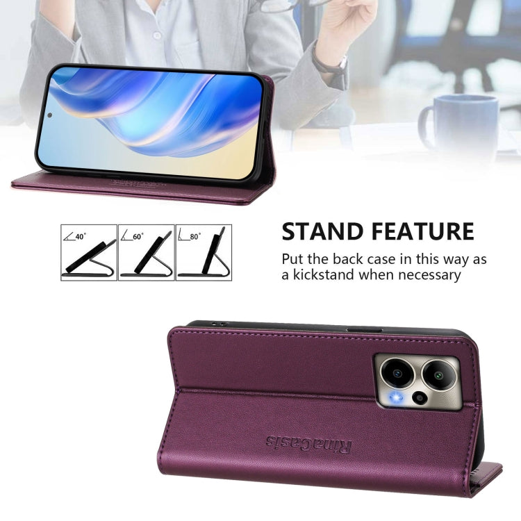 Funda de Cuero Rfid Doble Pliegue Succión Magnética para Cricket Outlast 5G 2024 (Violeta)