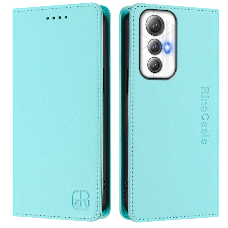 Funda de Cuero para Cubot Max 5 Rc01 con Doble Pliegue y Succión Magnética Rfid (Verde Menta)
