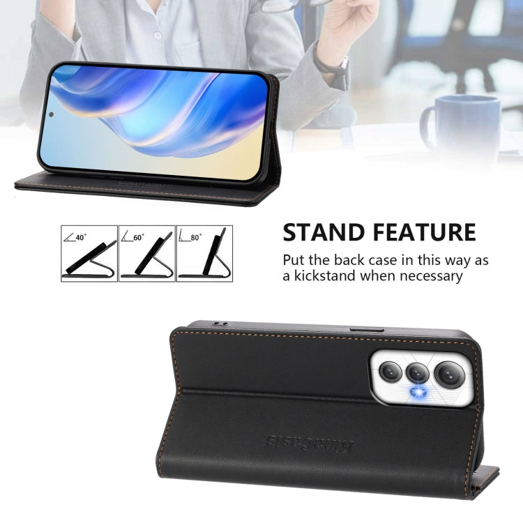 Funda de Cuero Rfid para Cubot Max 5 Rc01 con Doble Pliegue y Succión Magnética (Negro)