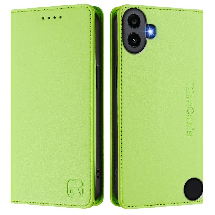 Estuche de Cuero For Nothing cmf Phone 1 Rc01 Doble Pliegue Succión Magnética Rfid (Verde Hierba)