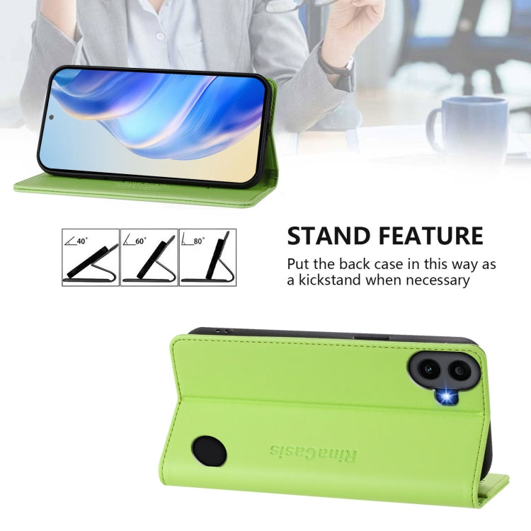 Estuche de Cuero For Nothing cmf Phone 1 Rc01 Doble Pliegue Succión Magnética Rfid (Verde Hierba)