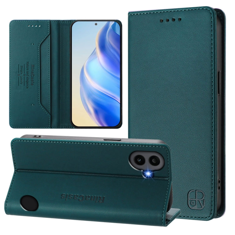 Estuche de Cuero For Nothing cmf Phone 1 Rc01 con Doble Pliegue y Succión Magnética (Verde Oscuro)