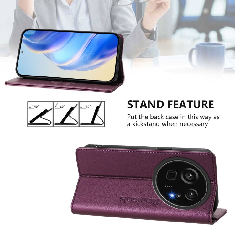 Funda de Cuero para Sharp Aquos R9 Pro Sh-54E Rc01 con Doble Pliegue y Succión Magnética Rfid (Violeta)