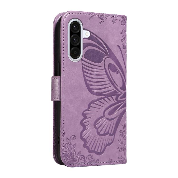Funda de piel con relieve de mariposa para Samsung Galaxy A36 5G / M56 5G (morada)