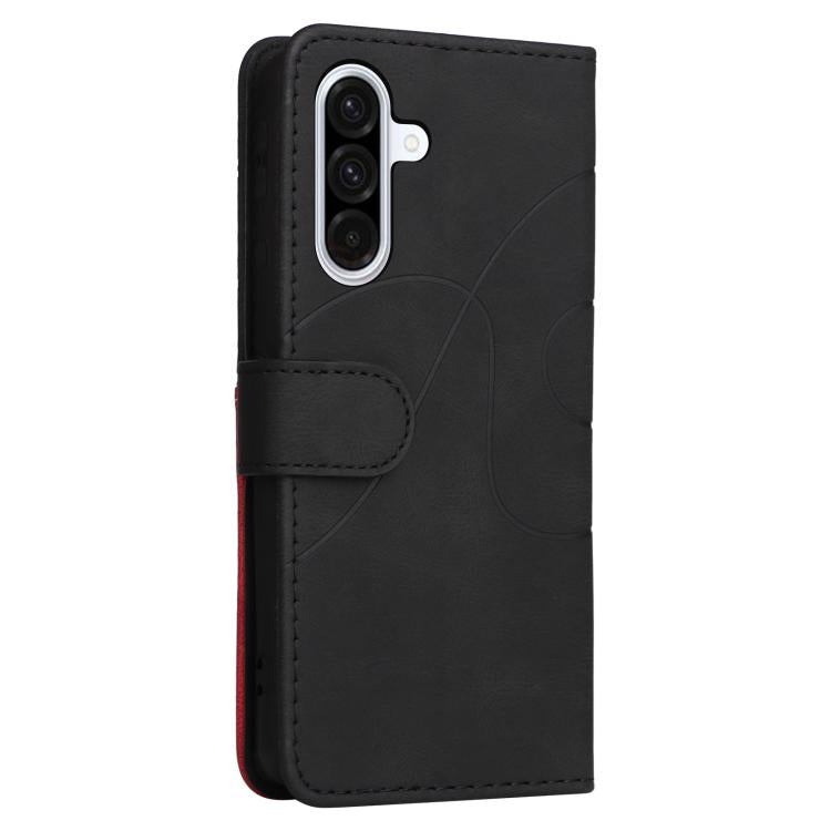 Funda de cuero con tapa y dos colores para Samsung Galaxy A36 5G / M56 5G (negra)