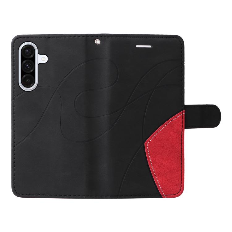 Funda de cuero con tapa y dos colores para Samsung Galaxy A36 5G / M56 5G (negra)