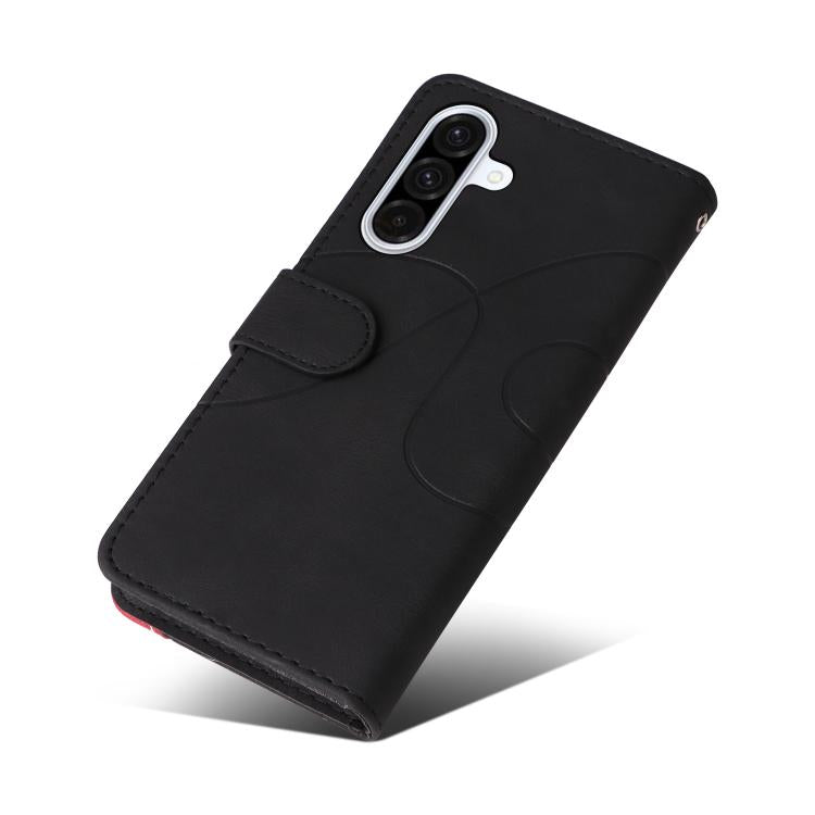 Funda de cuero con tapa y dos colores para Samsung Galaxy A36 5G / M56 5G (negra)