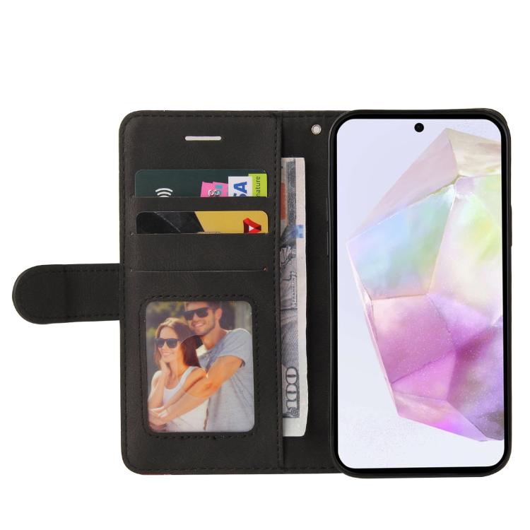 Funda de cuero con tapa y dos colores para Samsung Galaxy A36 5G / M56 5G (negra)