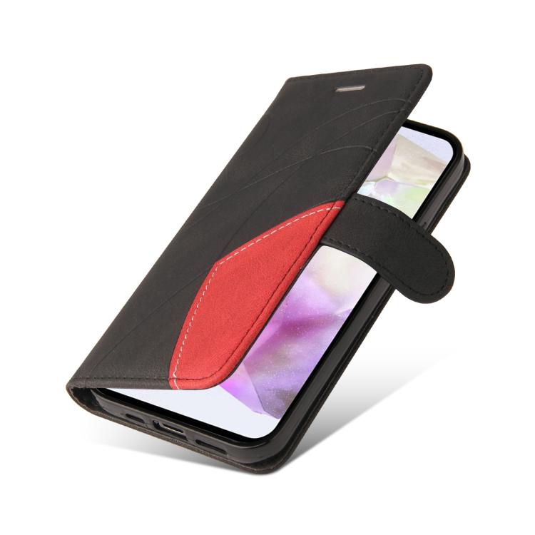 Funda de cuero con tapa y dos colores para Samsung Galaxy A36 5G / M56 5G (negra)