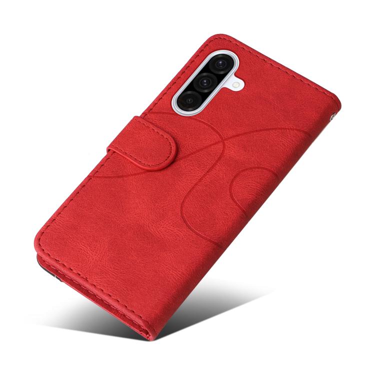 Funda de cuero con tapa y dos colores para Samsung Galaxy A56 5G (roja)