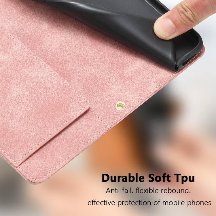 Funda de Cuero con Relieve de Tulipanes para Sony Xperia 10 V con Cordón (Rosa)