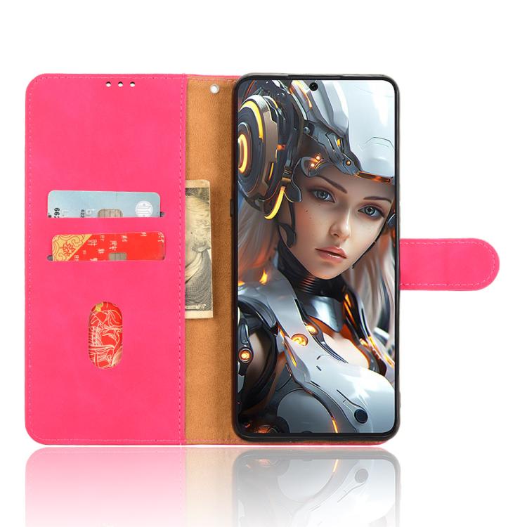 Funda de Cuero para Cubot Max 5 con Tapa Magnética Skin Feel (Rosa Rojo)
