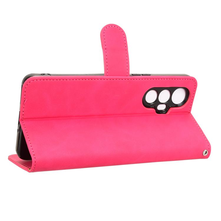 Funda de Cuero para Cubot Max 5 con Tapa Magnética Skin Feel (Rosa Rojo)