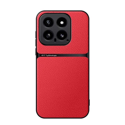 Funda Para Teléfono Xiaomi 14 Litchi De Cuero Con Cobertura Total Magnética A Prueba De Golpes (Rojo)