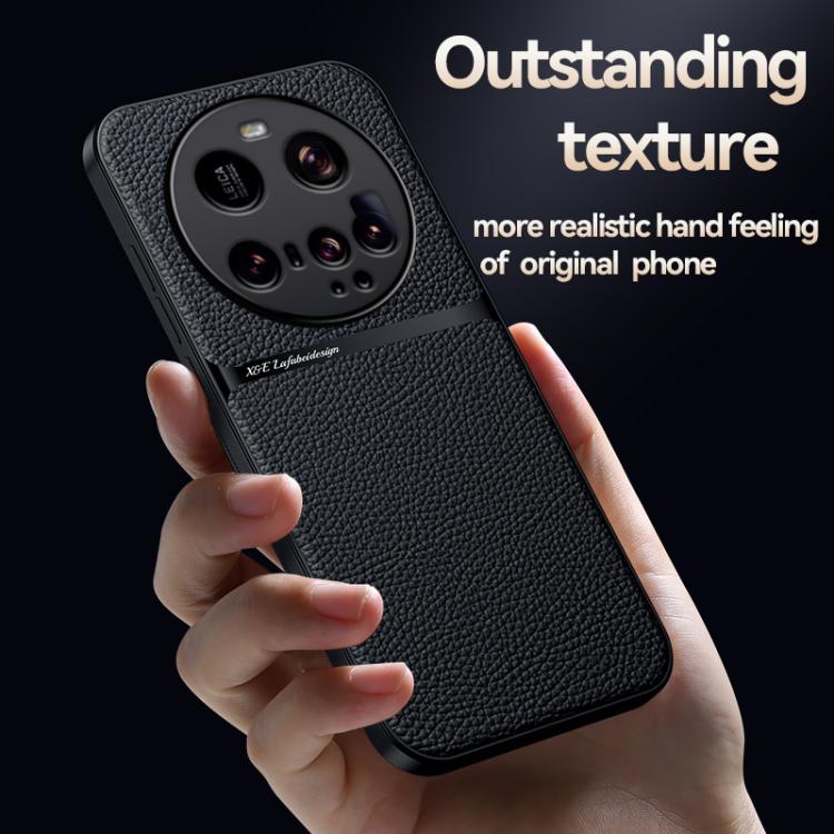 Funda magnética de cuero Litchi para Xiaomi 15 Ultra, con cobertura total y antigolpes (azul)