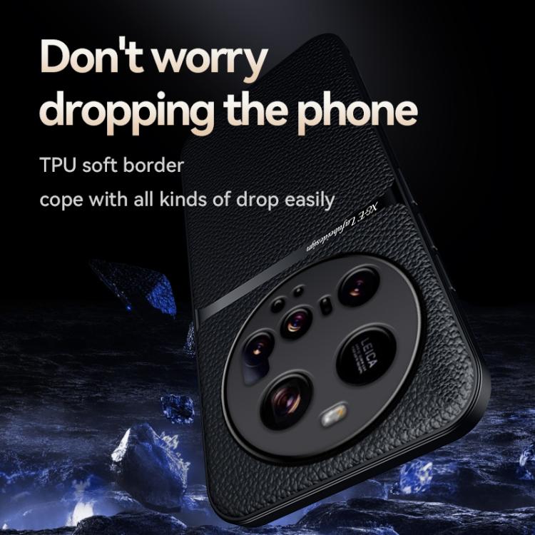 Funda magnética de cuero Litchi para Xiaomi 15 Ultra, con cobertura total y antigolpes (azul)