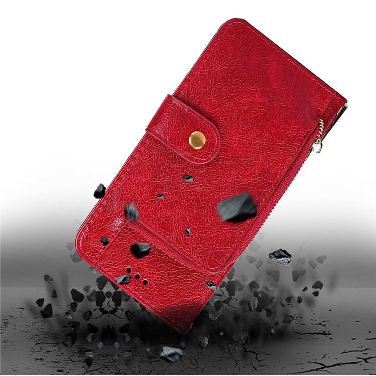 Funda de cuero con cremallera para Samsung Galaxy S25 Ultra 5G (roja)