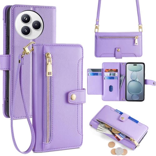 Funda de cuero tipo cartera con cremallera y textura de oveja para Xiaomi Civi 5 Pro 5G (morado)