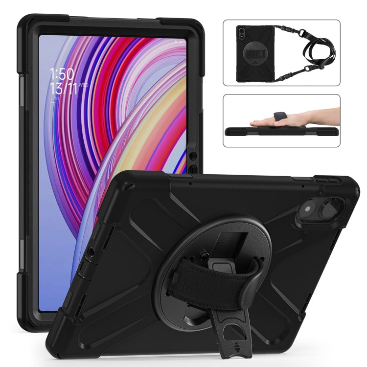 Funda Híbrida de Silicona con Correa para El Hombro para Xiaomi Redmi Pad Pro 12.1, con Soporte Giratorio para Tableta y PC (Negro)