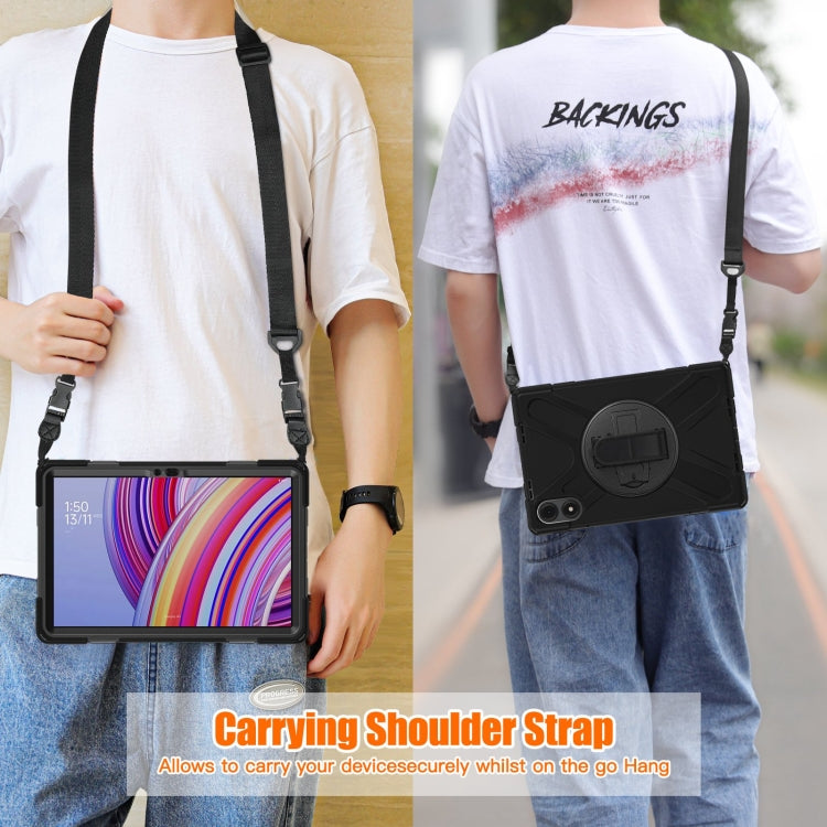 Funda Híbrida de Silicona con Correa para El Hombro para Xiaomi Redmi Pad Pro 12.1, con Soporte Giratorio para Tableta y PC (Negro)