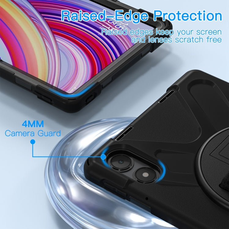 Funda Híbrida de Silicona con Correa para El Hombro para Xiaomi Redmi Pad Pro 12.1, con Soporte Giratorio para Tableta y PC (Negro)