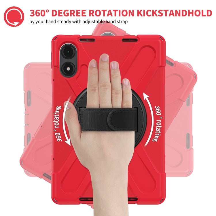 Funda Híbrida de Silicona con Correa para El Hombro para Xiaomi Redmi Pad Pro 12.1, con Soporte Giratorio para Tableta y PC (Roja)