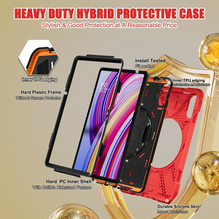 Funda Híbrida de Silicona con Correa para El Hombro para Xiaomi Redmi Pad Pro 12.1, con Soporte Giratorio para Tableta y PC (Roja)