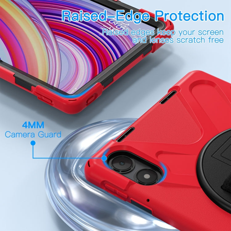Funda Híbrida de Silicona con Correa para El Hombro para Xiaomi Redmi Pad Pro 12.1, con Soporte Giratorio para Tableta y PC (Roja)