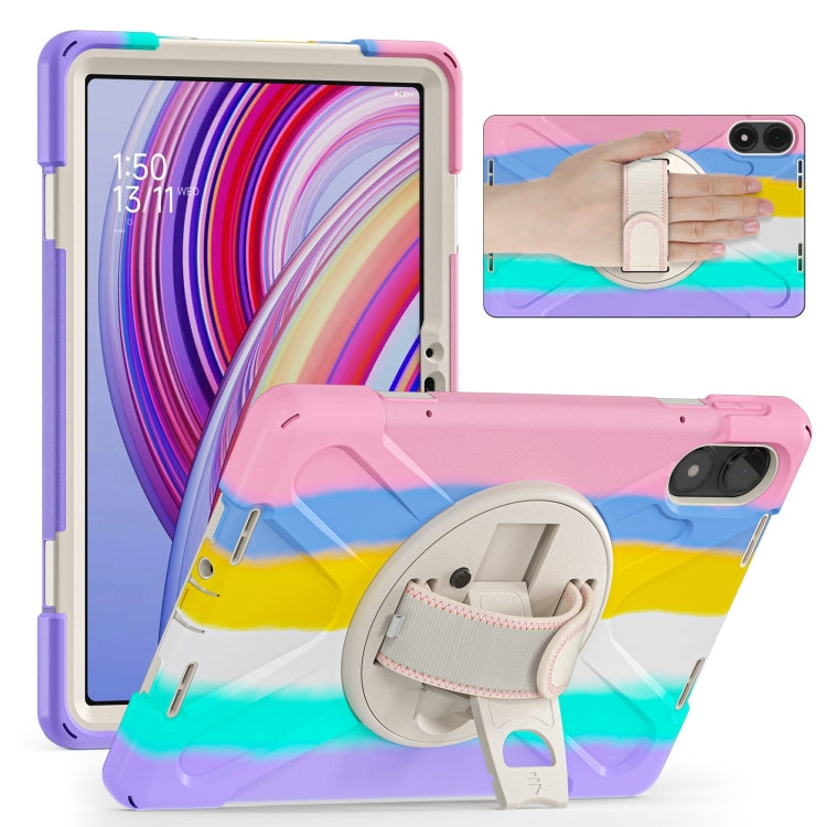 Funda Híbrida de Silicona con Correa para El Hombro para Xiaomi Redmi Pad Pro 12.1, con Soporte Giratorio (Color Rosa)