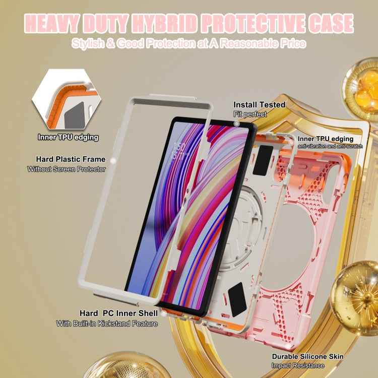 Funda Híbrida de Silicona con Soporte Giratorio para Tableta Xiaomi Redmi Pad Pro 12.1 con Correa para El Hombro (Rosa Cerezo)