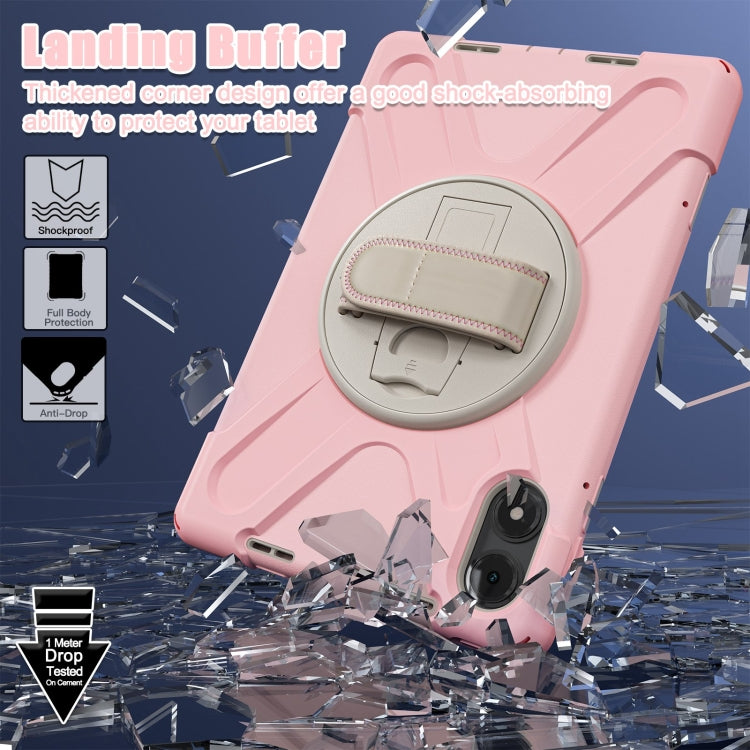 Funda Híbrida de Silicona con Soporte Giratorio para Tableta Xiaomi Redmi Pad Pro 12.1 con Correa para El Hombro (Rosa Cerezo)