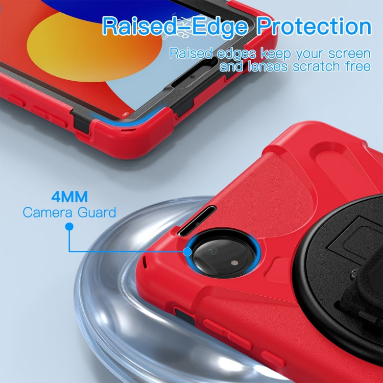 Funda Híbrida de Silicona con Soporte Giratorio para Tableta Xiaomi Redmi Pad Se 8.7 con Correa para El Hombro (Roja)