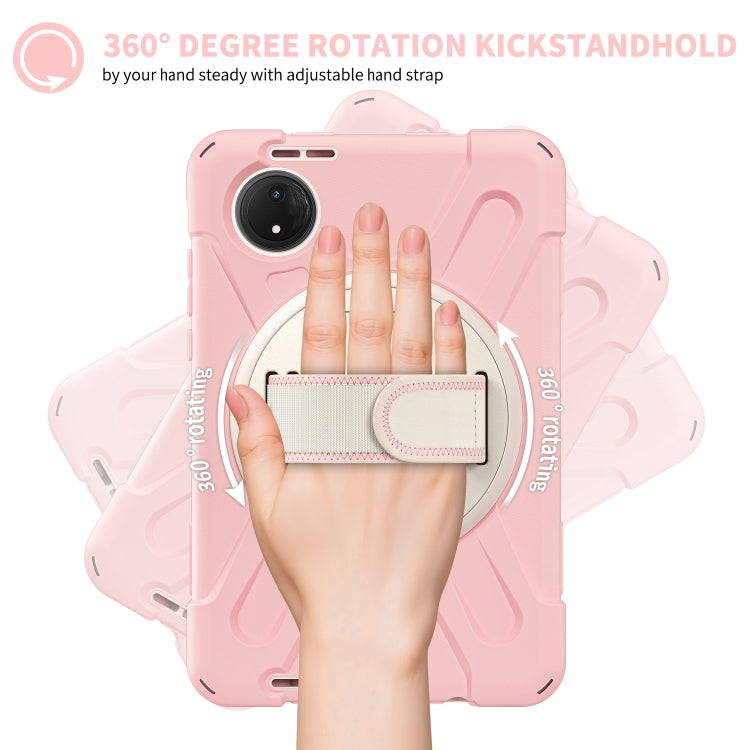 Funda Híbrida de Silicona con Correa para El Hombro y Soporte Giratorio para Xiaomi Redmi Pad Se 8.7 (Rosa Cerezo)