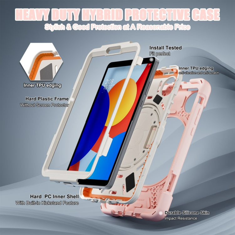 Funda Híbrida de Silicona con Correa para El Hombro y Soporte Giratorio para Xiaomi Redmi Pad Se 8.7 (Rosa Cerezo)