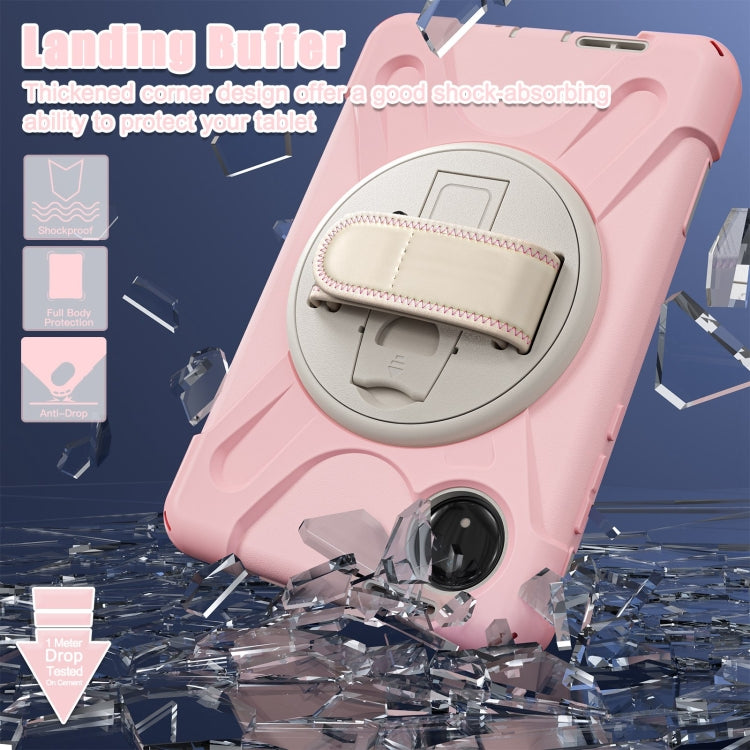 Funda Híbrida de Silicona con Correa para El Hombro y Soporte Giratorio para Xiaomi Redmi Pad Se 8.7 (Rosa Cerezo)