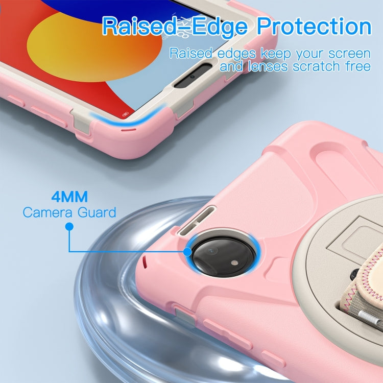 Funda Híbrida de Silicona con Correa para El Hombro y Soporte Giratorio para Xiaomi Redmi Pad Se 8.7 (Rosa Cerezo)