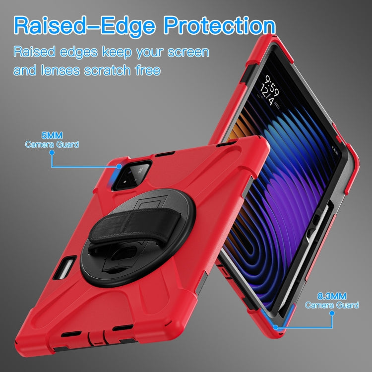 Funda Híbrida de Silicona con Correa para El Hombro para Xiaomi Pad 7/7 Pro, con Soporte Giratorio para Tableta y PC (Roja)