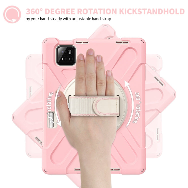 Funda Híbrida de Silicona con Correa para El Hombro y Soporte Giratorio para Xiaomi Pad 7/7 Pro (Rosa Cerezo)