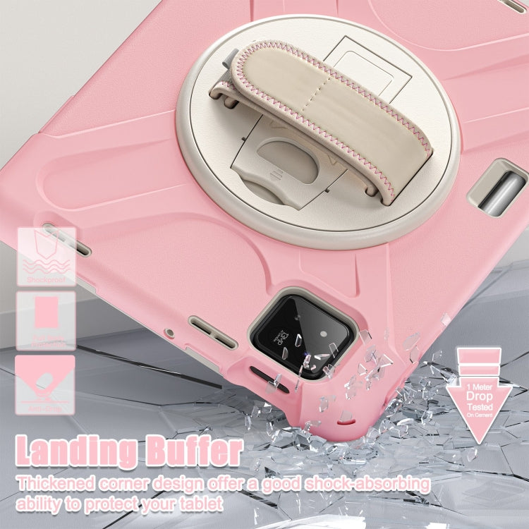 Funda Híbrida de Silicona con Correa para El Hombro y Soporte Giratorio para Xiaomi Pad 7/7 Pro (Rosa Cerezo)
