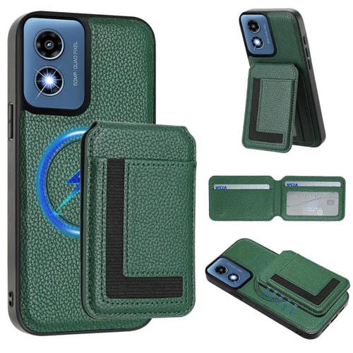 Funda para Teléfono Motorola Moto G Play 2024 4G Cx01 con Tarjetero Magnético Desmontable Magsafe (Verde Pavo Real)