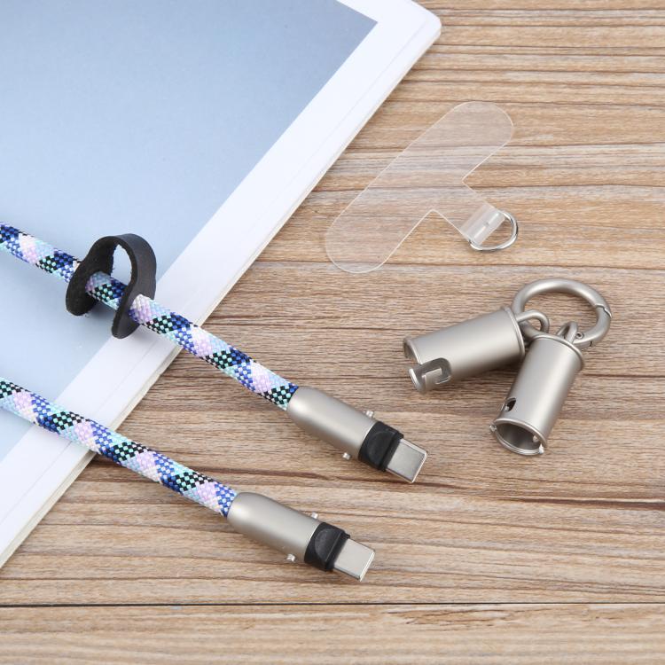 Cable de carga de datos Tipo C a Tipo C silicona para teléfono cruzado con cordón largo (Verde, Morado y Blanco)
