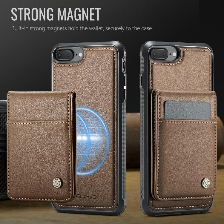 Estuche para Teléfono Jeehood J06 con Tarjetero RFID Magsafe para iPhone 8 Plus/7 Plus (Marrón)