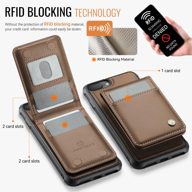 Estuche para Teléfono Jeehood J06 con Tarjetero RFID Magsafe para iPhone 8 Plus/7 Plus (Marrón)
