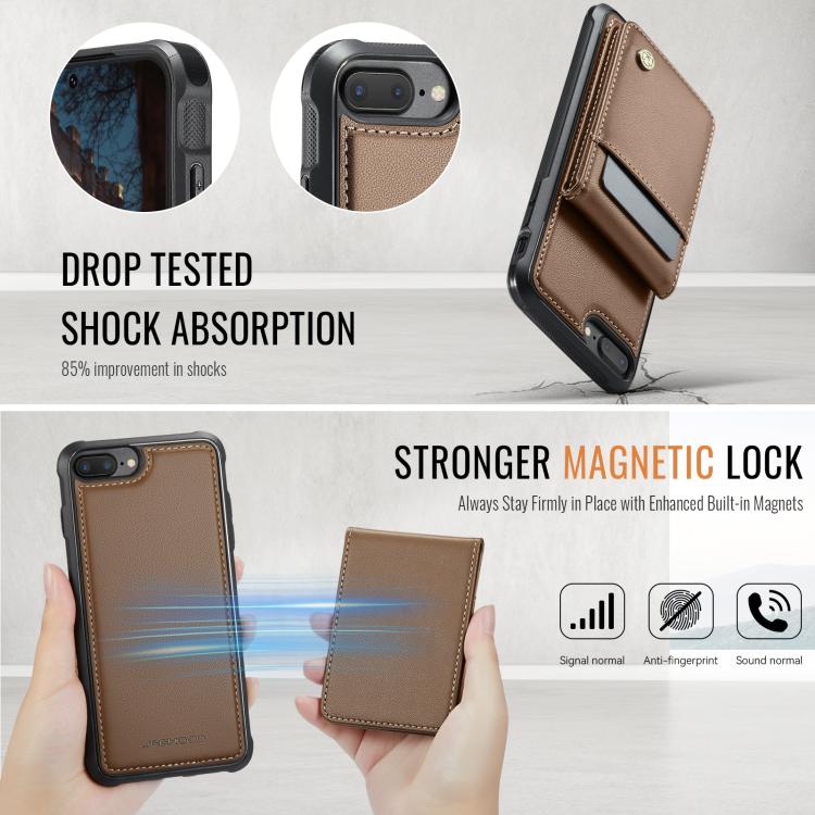 Estuche para Teléfono Jeehood J06 con Tarjetero RFID Magsafe para iPhone 8 Plus/7 Plus (Marrón)