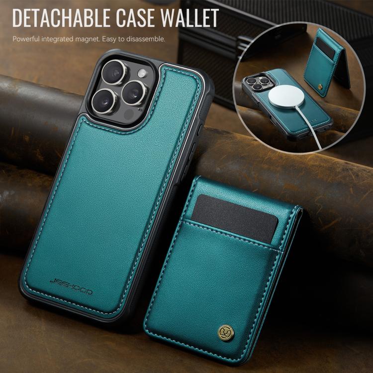 Estuche para Teléfono Jeehood J06 para iPhone 15 Pro con Tarjetero Rfid Magsafe Estilo Británico (Verde)