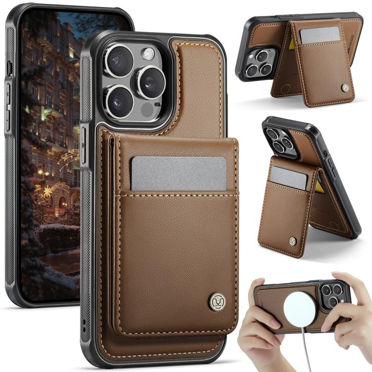 Funda para iPhone 13 Pro Jeehood J06 con Tarjetero Rfid Magsafe Estilo Británico (Marrón)