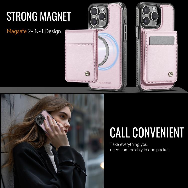 Estuche para Teléfono Jeehood J06 iPhone 12 Pro Max con Tarjetero Rfid Magsafe (Rosa)